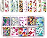 Makartt Nail Foil Nail Art Stickers 10 Rolls Nail Foil Transfer Sheets Nail Foil Adhesive Nail Decals Nail Art Supplies for Women DIY Nail Design Decoration Spring- 2.5x100cm (Mix Blossom Flowers