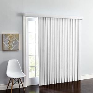 BrylaneHome Embossed Vertical Privacy Slat Blinds - 78" W 84" L, White