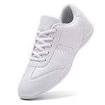Womens Cheer Dance Shoes Girls White Cheerleading Competition Sports Shoes Fashion Breathable Athletic Walking Sneakers White Leather 35