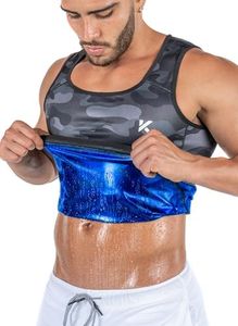 Kewlioo Men's Heat Trapping Pullover Sweat Enhancing Vest - Compression Vest Shirt Shapewear Top - Gym Exercise Versatile Heat Shaper Jacket (Gray Camo, S/M)