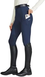 Willit Women's Horse Riding Pants Knee-Patch Equestrian Breeches Horseback Schooling Tights Zipper Pockets Navy Blue XXL
