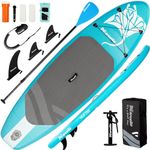 Paddle Board, Inflatable Stand Up Paddle Board, 10‘6×33"×6" Ultra-light SUP Board with Hand Pump, Leash, Repair Kit, Waterproof Phone Case and Backpack, Paddle Board for Adults (turquoise)