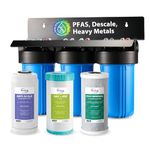 iSpring WGB31B-PFKDS 3-Stage Whole House Water Filter System, SGS-Tested to Remove Up to 99% PFAS, Reduces Scale, Heavy Metals, Corrosion, Lead, Chlorine, 10” x 4.5” Filters, 1” NPT Ports