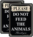 Faittoo Please Do Not Feed The Animals Sign, 2-Pack 10 x 7 Inch Reflective Rust Free Aluminum, UV Protected, Weather/Fade Resistant, Easy to Install and Read, Indoor/ Outdoors Use