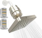 SparkPod Luxury Filtered Shower Head Set 23 Stage Shower Filter with 1 Extra Filter - Removes Chlorine and Heavy Metals - High Pressure Showerhead Filter (6" Square, Elegant Brushed Nickel)