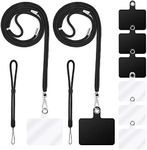 Cobee Cell Phone Lanyard, 2 Pcs Phone Neck Lanyard + 2 Pcs Phone Wrist Lanyard Strap + 6 Pcs Phone Tether Patches, Nylon Crossboby Lanyard, Nylon Wrist Straps, PVC Phone Patch with Metal Ring