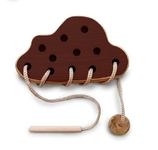 XSOURCE Wooden Lacing Toy for 2 Years Todller Cloud toys Skills Development Toy for Toddlers Montessori Materials for Early Learning Sewing Kit for Kids Activity Toys Montessori toys Toddler toys (CLOUD, BROWN)