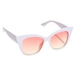 Haute Sauce White Wayfarer Sunglasses for Women & Girls | Tinted Peach Lens | Goggles, Glasses, Shades, Eyewear, Chasma, Glares for women | accessories for women | Cool, Funky, Stylish ladies sunnies