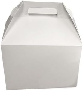 MeyerPak MeyerBarn White Glossy Barn & Chicken Boxes, Take Out Cartons with Handles, Resistant & Durable Cardboard Food Box, Disposable Lunch Boxes, To Go Food Storage Container, 10lb (Pack of 100)