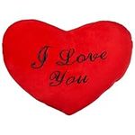 THE TWIDDLERS - Valentines Day Red Heart Shaped Pillow with 'I Love you' Message, Birthday for Him & Her, Decorative Cushion - 34x28 cm