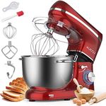 KUCCU Stand Mixer, 660W, 6-Speed Tilt-Head Food Dough Mixer, Kitchen Electric Mixer with Stainless Steel Bowl,Dough Hook,Whisk, Beater, Egg white separator (6.5-QT, Red)