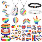 LOLIAS 27Pcs Gay Pride Leather Bracelet LGBTQ Accessories Gay Pride Stuff Jewelry Adjustable LGBT Gay Couple Rainbow Bracelets Gay Gifts for Men Women Fashion Bisexual Bracelet