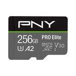 PNY PRO Elite 256GB microSDXC Memory Card + SD Adaptor, Class 10 UHS-I, U3, A2 App Performance, V30 for 4K Video, Read speed up to 100MB/s