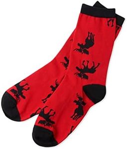 Hatley Little Blue House by Women's Crew Socks, Mouse on Red, One Size