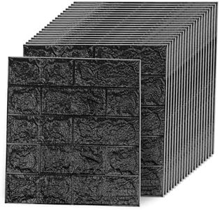 Greymond 3D Wall Panels Peel and Stick，XPE Foam Stone 3D Wallpaper, Textured Faux Brick Wall Panels Black，30PCS