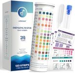 20 in 1 Water Tester for Drinking Water, Well Water Testing Kit, Suitable for Household Tap Water, Natural Water Quality Testing, Can Detect Water Hardness, Chlorine, Lead, Ph, Etc. (123 Test Strips)