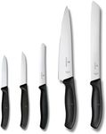 Victorinox Swiss Classic Kitchen Knife Set, Cooking Knives, Set of 5, Extra Sharp Blades, Swiss Made, Black