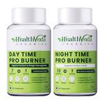 Health Veda Organics Day & Night Fat Burner Capsules for Men & Women | 24-Hour Metabolic Support & Weight Loss Support | 60 Capsules Each Pack