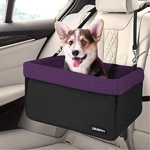 ZAKAPAWS Car Travel Dog Booster Seat, Breathable Pet Carrier with Seat Belt, Portable and Safe for Dogs Up to 16"