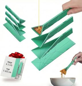 POLYGONS FLAT 3-IN-1 FOLDING MEASURING SPOONS | 2 Spoons with 6 Different Sizes (Green)