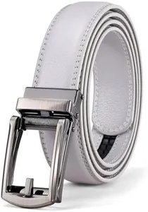WERFORU Leather Ratchet Dress Belt for Men Perfect Fit Waist Size up to 50 inches with Automatic Buckle