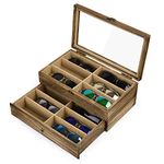 SRIWATANA Sunglasses Case Organizer for Women Men, 12 Slot Wood Eyeglass Eyewear Display Box, Carbonized Black