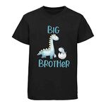 Big Brother Announcement Dinosaur T-Shirt for Boys – Sibling Announcement Shirt, Cotton Tee Black