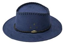 VIN Straw Cowboy Hat for Men's and Women's Fedora Hat for Travel (Blue)