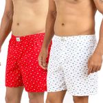 ALPHABETS Men's Cotton Boxer Briefs (Pack of 2) Red, White