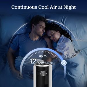 LEVOIT Silent Tower Fan – 20dB, 26ft/s, DC Motor, Remote, 12 Speeds, 90° Oscillation