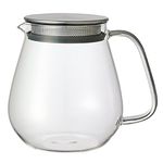 Kinto Unitea One Touch Stainless Steel Teapot 720ml Heat Resistant Glass Teapot with Stainless Steel Strainer in Lid (Japan Import)