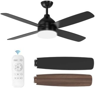 ULG Ceiling Fans with Lights, 52 Inch Black Ceiling Fans with Lights and Remote, Indoor/Outdoor Modern Ceiling Fans for Patios Bedroom Farmhouse, Dimmable 3CCT LED