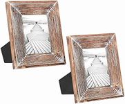 Barnyard Designs Rustic Wooden Picture Frame, Western Farmhouse Tabletop or Wall Hanging Wood Picture Frame, Distressed Barnwood Brown (5"x7" / 2 Frames)