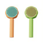 2 PCS Cat Brush Dog Brush, Pet Grooming Brush, Pet Hair Cleaner Brush with Hair Removal Button, Pet Hair Remover Suitable for Short Long Curly Hair