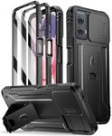 Poetic Revolution Case for Motorola Moto G Power 5G 2024 [Not Fit 2023 Version], [Slide Camera Cover], Full-Body Military Grade Shockproof Cover with Kickstand and Built-in-Screen Protector, Black