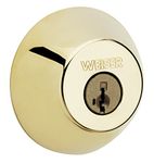 Weiser Welcome Home Polished Brass Round Deadbolt Lock, ANSI/BHMA Grade 2 Certified Front Door Lock, Kick Proof, Bump Proof & Anti-theft Exterior Door Lock with Key, Door Locks for Entry Door