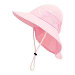 XIAOHAWANG Baby Sun Hats Toddler UPF 50+ Hat for Girl Boy Beach hat Kid Bucket Cap Infant Summer Caps Neck Flap (M(2-6 Years), Pink)