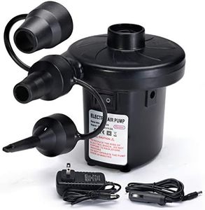Electrical Air Pump with Plug - Air Mattress Pump for Inflatable Mattress Portable Inflator and Deflator with 3 Nozzles for Air Beds, Boats, Toys, Pools, Rafts (AC 110-120V, DC 12V)