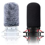 Microphone Windscreen Pop Filter Compatible with HyperX QuadCast - Mic Foam Cover with Furry Windscreen Muff for HyperX QuadCast S,QuadCast S White (2 Pack)
