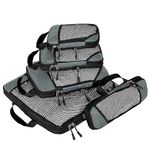 FATMUG Polyester Compression Cube - Space Saving Clothing Organizer For Travel And Home (Set Of 5 Grey)