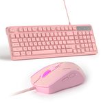 Pink Gaming Keyboard and Mouse Combo,MageGee GK980 Wired Backlit Keyboard and Pink Gaming Mouse Combo,PC Keyboard and Adjustable Sensitivity Mouse for PC/loptop/MAC(Pink)