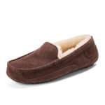 Fireside by Dearfoams Men's Melbourne Shearling Indoor/Outdoor Moccasin Slipper with Wide Widths, Coffee, Numeric_11