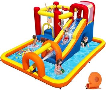 Baralir Inflatable Bounce House Water Park with Long Water Slide & Large Splash Pool Fits 5 Kids, Endless Fun of Jumping, Sliding, Climbing - Extra Cave and Tunnel Adventure and Water Cannon