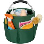 AKOZLIN Cleaning Caddy Organizer with Handle Foldable Cleaning Bucket Organizer Cleaning Caddy Bag Cleaning Tool Bucket Multi-pocket Tool Bag for Cleaners & Housekeepers,Green