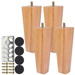 Keyohome 4PCS Height Sofa Legs Wooden Furniture Legs Replacement Armchair Cabinet Feet Wood Cabinets Legs Straight Wood Color for Couch Ottoman Dresser (15cm) …