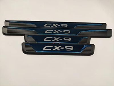 GZBFTDH Car Door Sill Scuff Protector, for 2017-2022 Mazda Cx-9 Accessories Parts 2013-2022, Steel with Abs Plastic Door Entry Guard Plate Trim Cover, Auto Interior Kick Panels 4Pcs/Set (Blue)