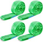 4 Ft Green Polyester Endless Round Sling Polyester Heavy Duty Poly Hoist Straps for Rigging Towing and Lifting Cargo, 5,300 Lbs Vertical Capacity, 4,240 Lbs Choker, 10,600 Lbs Basket (4 Pcs)