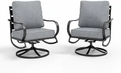 Sophia & William 2 Pieces Patio Furniture Sets Metal Sofa Chairs Patio Cushion Armchairs Swivel Sofa Chairs with Removable Cover for Garden Backyard Poolside Grey
