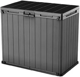 Keter Outdoor Storage Shed, Durable Resin, Compact & Portable, Store-It-Out Darwin, Grey – Lockable Lid and Sturdy Floor for Garden Tools, Trash Bins