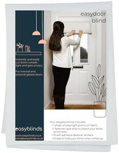 Easyblinds Easydoor blind for glazed doors, quick fix instant blind, self-adhesive attachments, cut to size and shape as required (White, Half door narrow width (60 x 110cm))